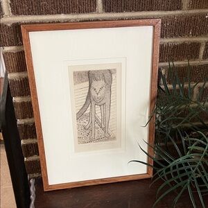 Vintage Framed Art Lithograph ‘Le Chat Oriental’ signed T.P. Speer